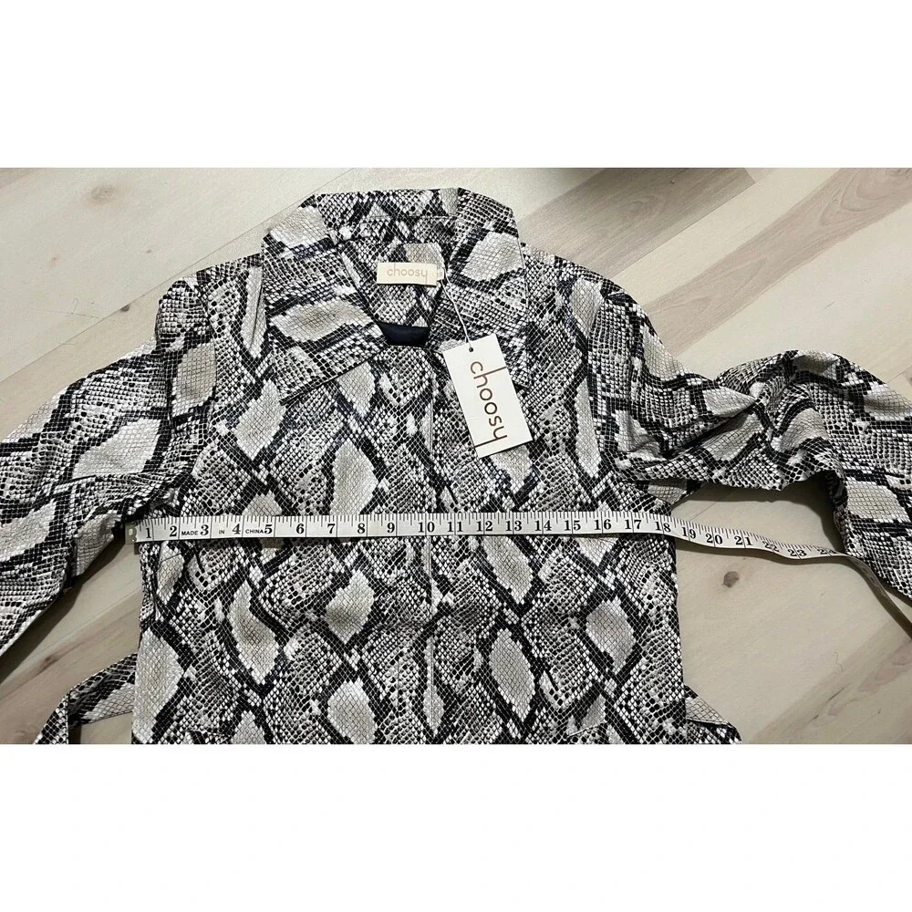 Choosy Luxe Exotic Vintage 90s Faux Snakeskin Leather Trench Coat Duster Jacket - Picture 9 of 11